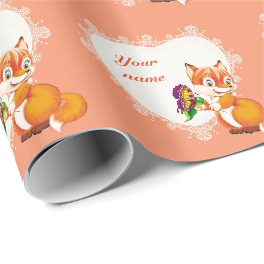 Fuchs und Schmetterling Geschenkpapier (Rolleneckpunkt)