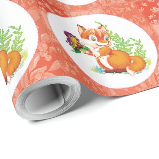 Fuchs und Schmetterling Geschenkpapier (Rolleneckpunkt)