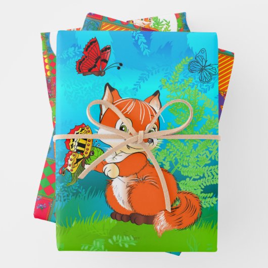 Fuchs und Schmetterling Geschenkpapier Set (Beispiel)