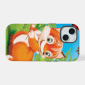 Fuchs und Schmetterling iPhone 15 Hülle (Rückseite (Horizontal))