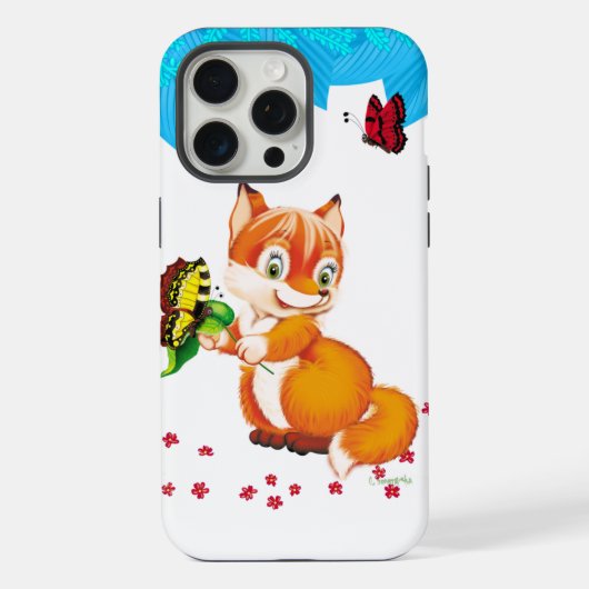 Fuchs und Schmetterling iPhone Hülle (Rückseite)