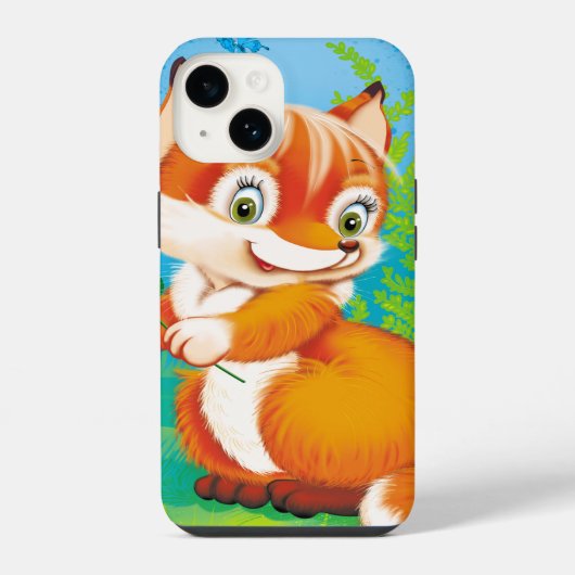 Fuchs und Schmetterling iPhone Hülle (Rückseite)