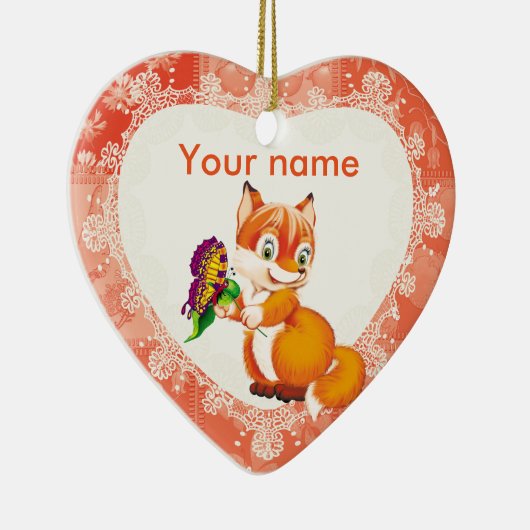 Fuchs und Schmetterling Keramikornament (Rechts)