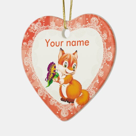 Fuchs und Schmetterling Keramikornament (Links)