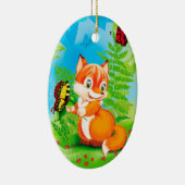 Fuchs und Schmetterling Keramikornament (Rechts)
