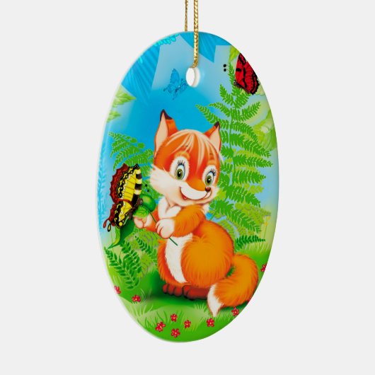 Fuchs und Schmetterling Keramikornament (Rechts)