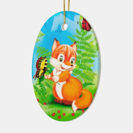 Fuchs und Schmetterling Keramikornament (Links)