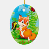 Fuchs und Schmetterling Keramikornament (Vorne)