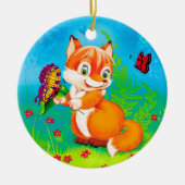 Fuchs und Schmetterling Keramikornament (Vorne)