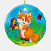 Fuchs und Schmetterling Keramikornament (Hinten)