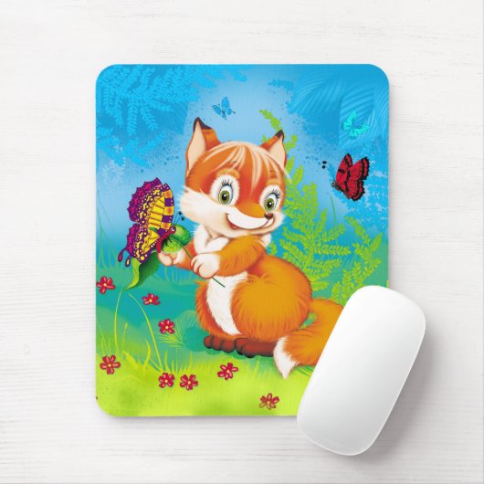 Fuchs und Schmetterling Mousepad (Mit Mouse)