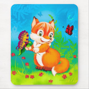 Fuchs und Schmetterling Mousepad