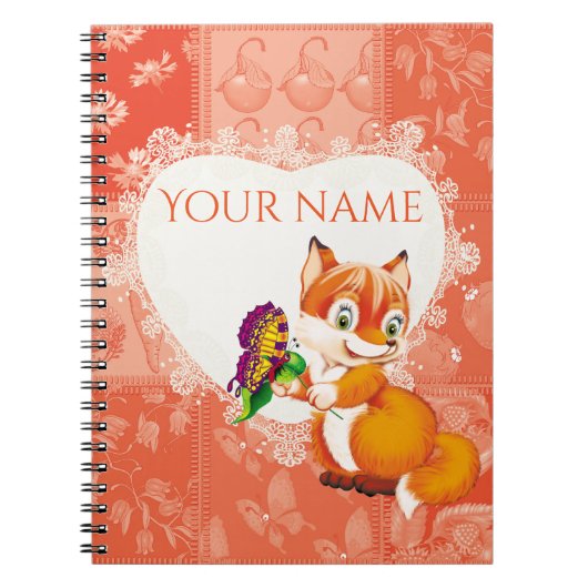 Fuchs und Schmetterling Notizblock (Vorderseite)