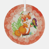 Fuchs und Schmetterling Ornament Aus Glas (Rückseite)