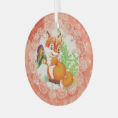 Fuchs und Schmetterling Ornament Aus Glas (Vorderseite links)