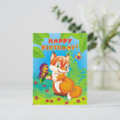 Fuchs und Schmetterling Postkarte (Stehend Vorderseite)