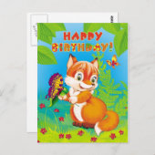 Fuchs und Schmetterling Postkarte (Vorne/Hinten)