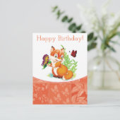 Fuchs und Schmetterling Postkarte (Stehend Vorderseite)