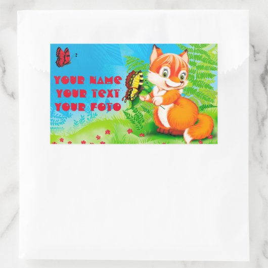 Fuchs und Schmetterling Rechteckiger Aufkleber (Tasche)