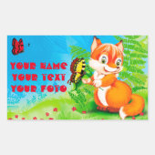 Fuchs und Schmetterling Rechteckiger Aufkleber (Vorderseite)