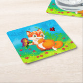 Fuchs und Schmetterling Rechteckiger Pappuntersetzer (angewinkelt)