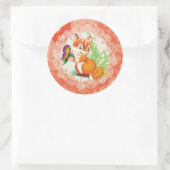 Fuchs und Schmetterling Runder Aufkleber (Tasche)