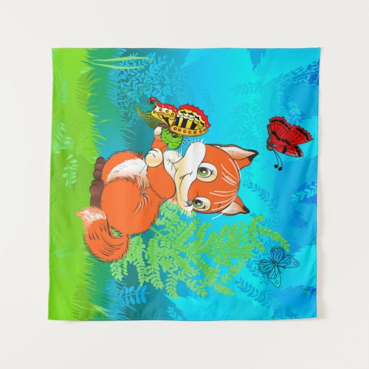 Fuchs und Schmetterling Wandteppich (Vorderseite (Horizontal))