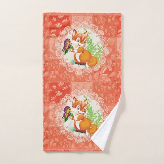 Fuchs- und Schmetterlingsmuster Badhandtuch Set (Handtuch)