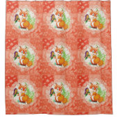 Fuchs- und Schmetterlingsmuster Duschvorhang (Vorderseite)