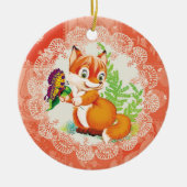 Fuchs- und Schmetterlingsmuster Keramik Ornament (Vorne)