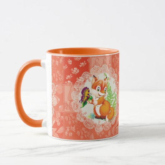 Fuchs- und Schmetterlingsmuster Tasse (Links)