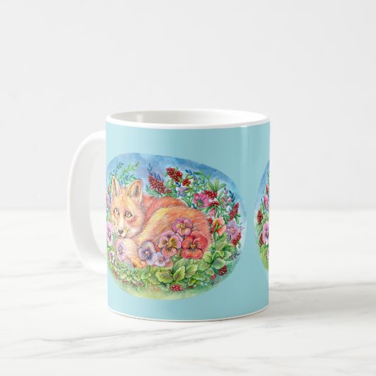 Fuchs und Stiefmütterchen Kaffeetasse (Vorderseite Links)