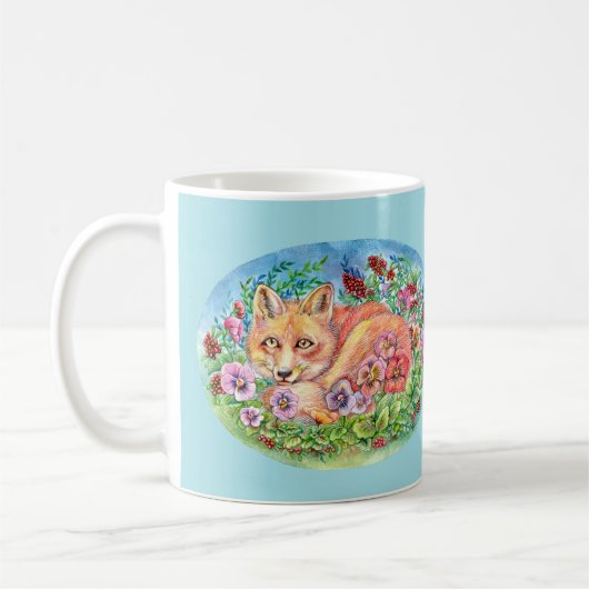 Fuchs und Stiefmütterchen Kaffeetasse (Links)