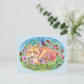 Fuchs und Stiefmütterchen Postkarte (Stehend Vorderseite)