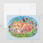 Fuchs und Stiefmütterchen Postkarte (Vorne/Hinten)