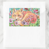 Fuchs und Stiefmütterchen Rechteckiger Aufkleber (Tasche)