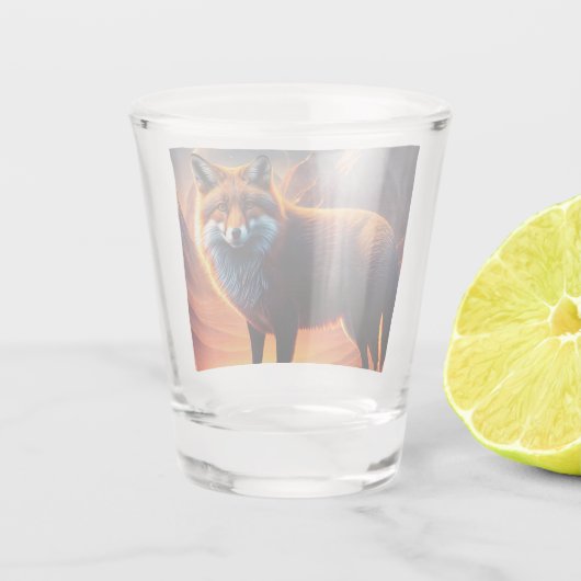 Fuchs und Vollmond Schnapsglas (Rückseite)