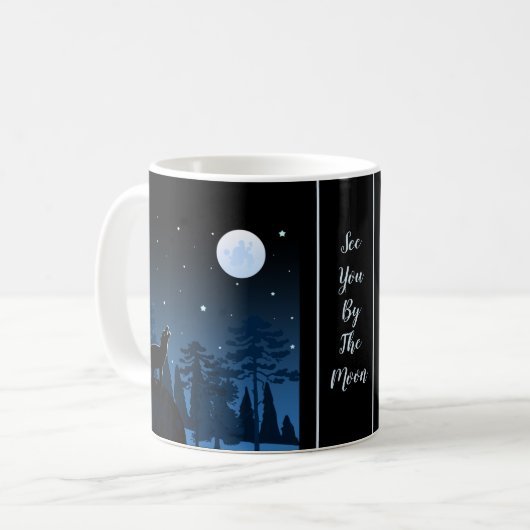 Fuchs und Vollmond um Mitternacht Kaffeetasse (Vorderseite Links)