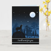 Fuchs und Vollmond um Mitternacht Karte (Gelbe Blume)