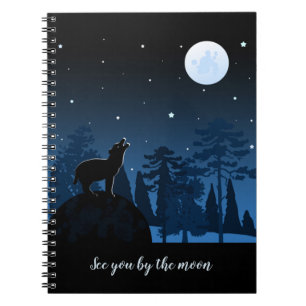 Fuchs und Vollmond um Mitternacht Notizblock