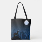 Fuchs und Vollmond um Mitternacht Tasche (Rückseite)