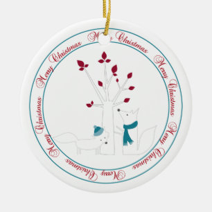Fuchs und Weihnachtsbaum von unserem Haus zu deine Keramik Ornament