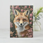 Fuchs unter Frühlingsblüten Einladung (Stehend Vorderseite)