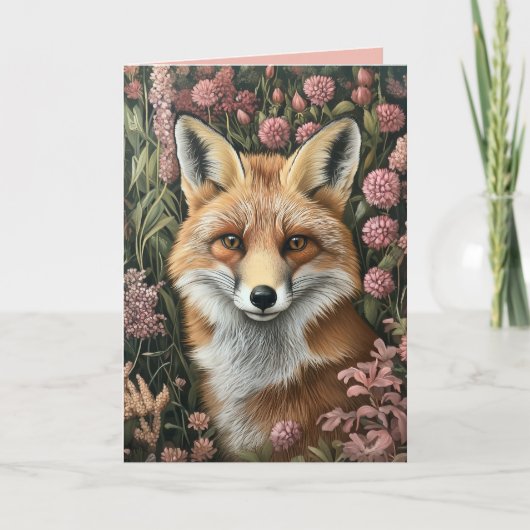 Fuchs unter Frühlingsblüten Einladung (Vorderseite)