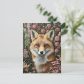Fuchs unter Frühlingsblüten Postkarte (Stehend Vorderseite)