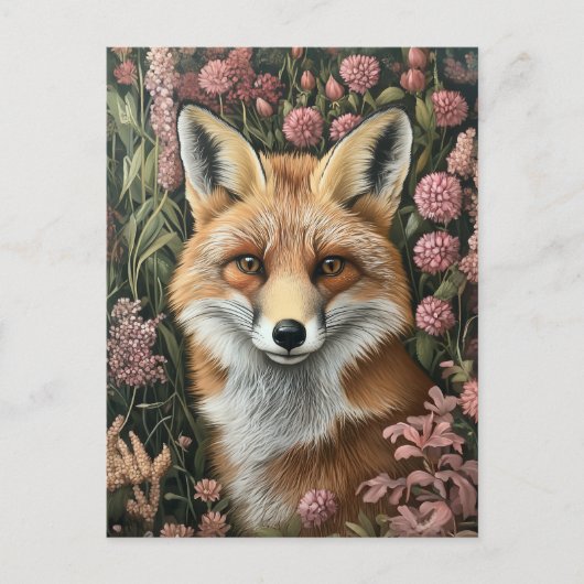 Fuchs unter Frühlingsblüten Postkarte (Vorderseite)
