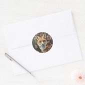 Fuchs unter Frühlingsblüten Runder Aufkleber (Umschlag)