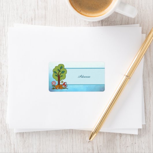 Fuchs unterm Baum Adressaufkleber (Insitu)