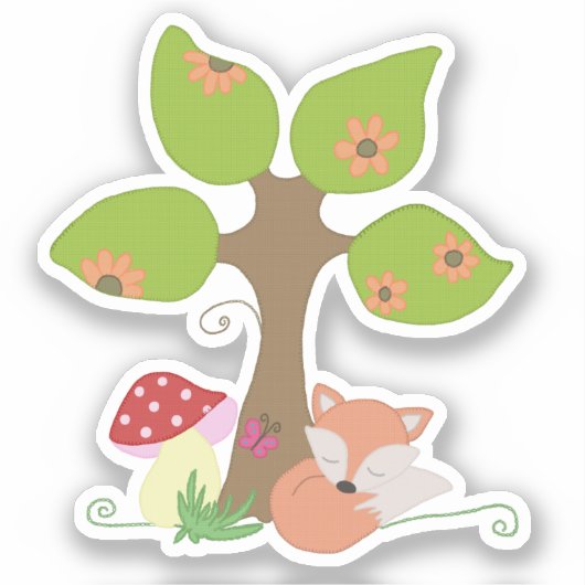 Fuchs unterm Baum  Aufkleber (Vorderseite)