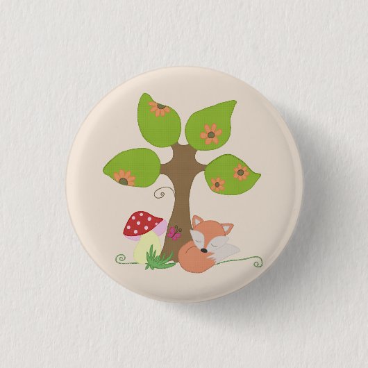 Fuchs unterm Baum Button (Vorderseite)